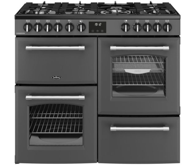 Belling FARMHOUSE 100DF ANT fornuis met elektrische ovens en gas kookplaat in antraciet