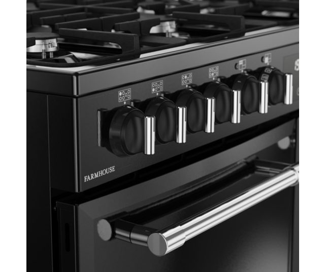 Belling FARMHOUSE 100DF BLK met 3 ovens en touchscreen digitale timer