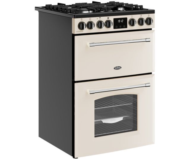 FARMHOUSE gasfornuis met 4 gasbranders en elektrische ovens - crème uitvoering