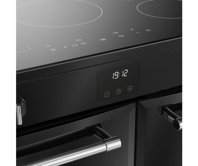 Belling FARMHOUSE 90Ei BLK fornuis met 5 inductiezones en brugfunctie
