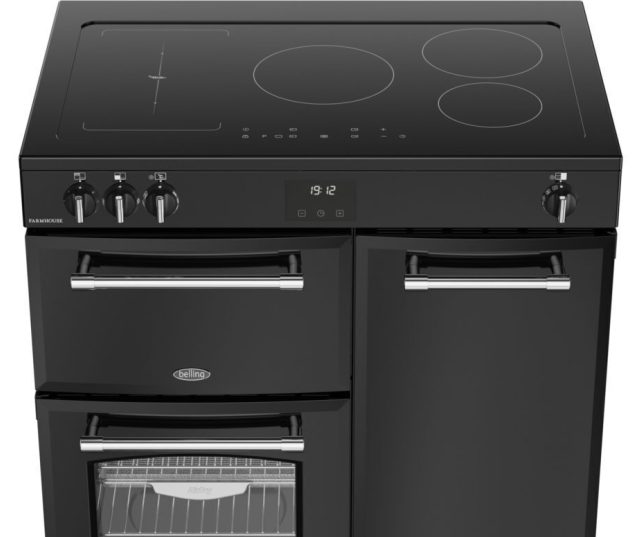 Belling FARMHOUSE 90Ei BLK fornuis met 5 inductiezones en brugfunctie