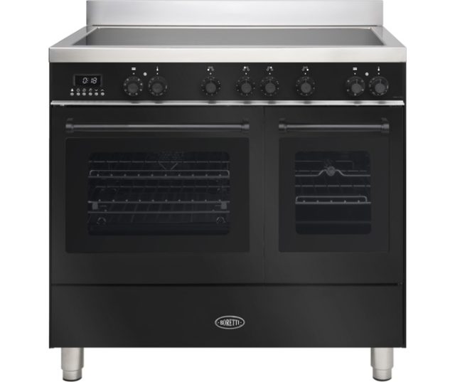 Boretti MLI94DZW zwart inductiefornuis met dubbele oven, 90 cm breed