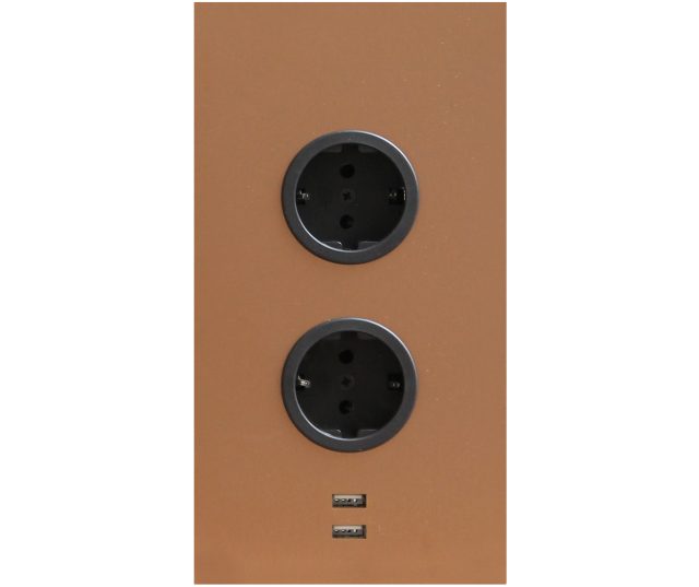 Caressi 2ST20 + USB Copper energiezuil - koper kleur