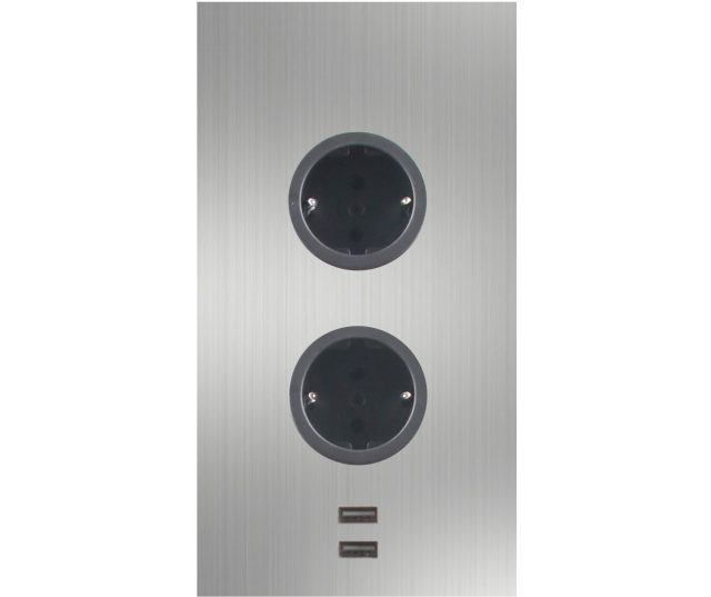 Caressi 2ST22 + USB energiezuil - roestvrijstaal