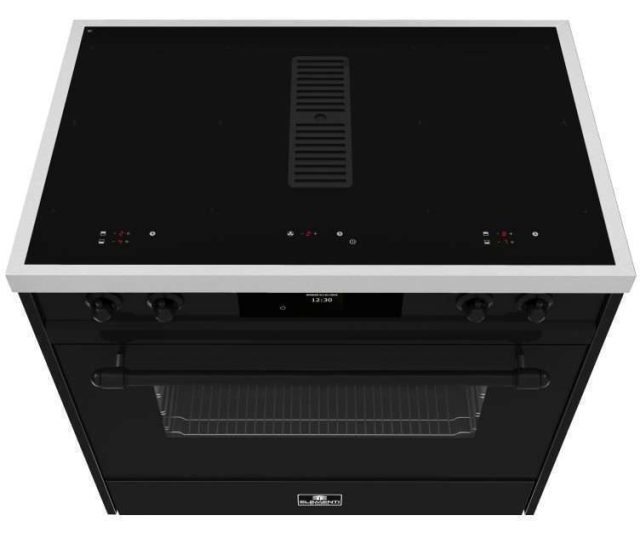 Elementi di Cucina IC9034-ZW-IX-B inductie fornuis met afzuiging - zwart - klassiek
