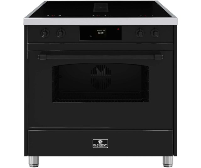 Elementi di Cucina IC9034-ZW-IX-B inductie fornuis met afzuiging - zwart - klassiek