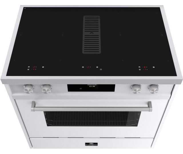 Inductie kookplaat met 4 zones, bridgefunctie en powerboost op Elementi IM9034 fornuis