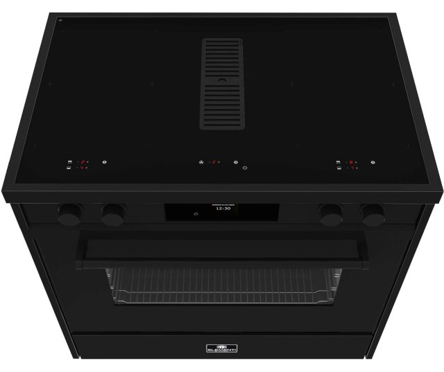 Hoogglans zwart fornuis met 4 inductiezones en bridge-functie – Elementi di Cucina