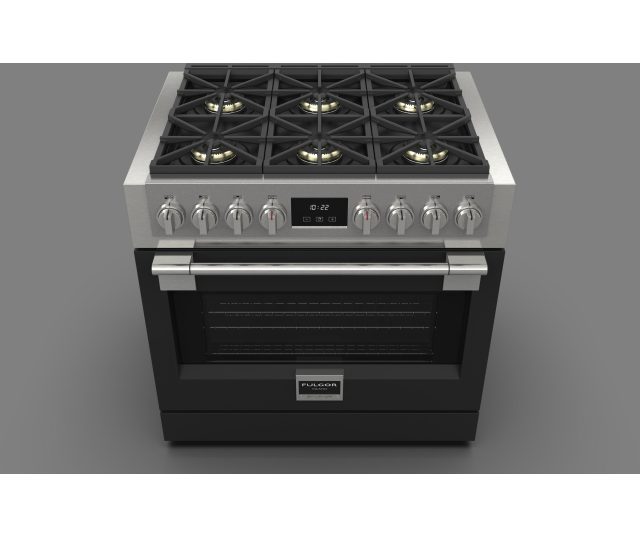 Fulgor Milano FSRC 3606 P MG ED 2F MBK gas fornuis - 91 cm. breed - zwart
