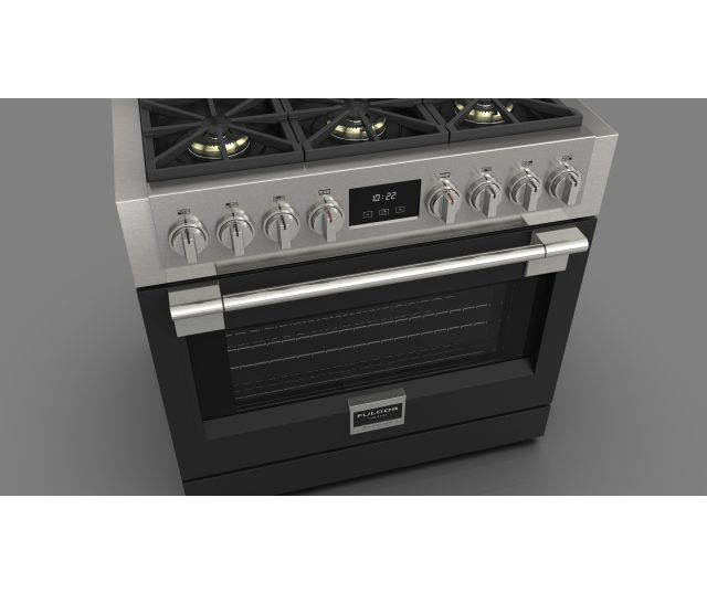 Fulgor Milano FSRC 3606 P MG ED 2F MBK gas fornuis - 91 cm. breed - zwart