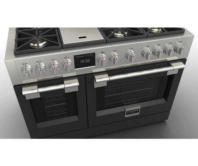 Fulgor Milano FSRC 4807 2P MK 2F MBK gas fornuis - 121,6 cm. breed - zwart