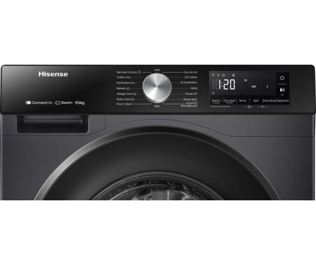 Hisense WD3S9043BB3 was/droogcombinatie - zwart