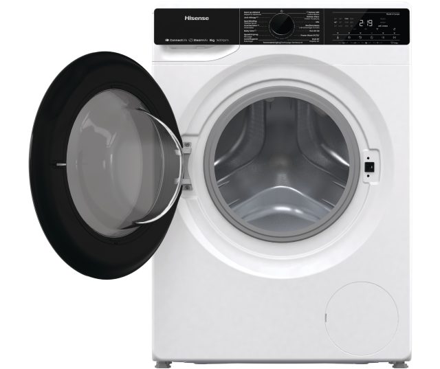 Hisense WF5V863BW wasmachine met WiFi, stoom, 8 kg en 1600 toeren