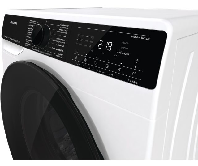 Hisense WF5V863BW wasmachine met WiFi, stoom, 8 kg en 1600 toeren