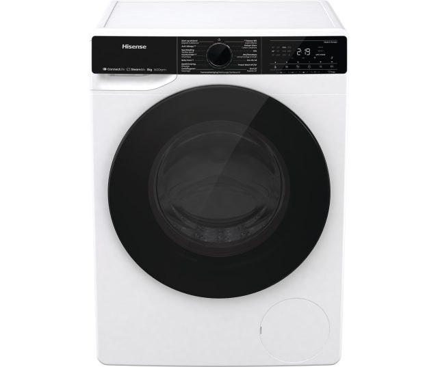 Hisense WF5V863BW wasmachine met WiFi, stoom, 8 kg en 1600 toeren