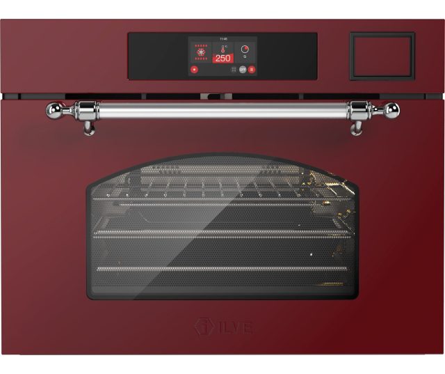 Ilve 645NHSW1/BU combi-stoomoven met magnetron - bordeaux rood