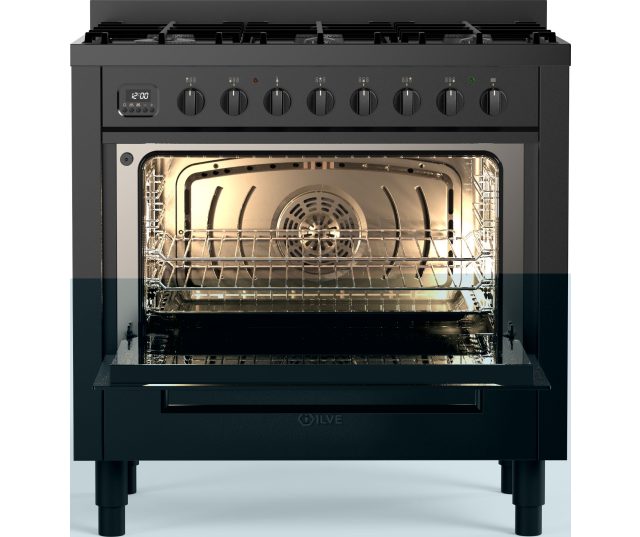 ILVE gasfornuis mat zwart L096WSCM3/MGD met multifunctionele elektrische oven