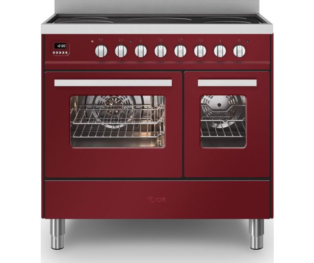 Ilve LDBI09WMP/BU fornuis inductie rood - 90 cm. breed