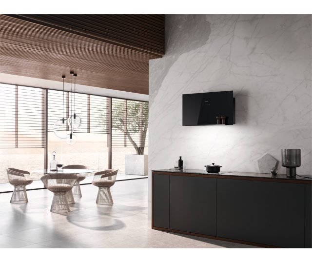 Miele DA9092W Screen wand afzuigkap - zwart glas - verticaal model