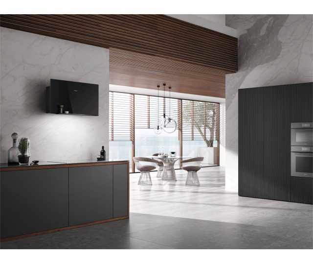 Miele DA9092W Screen wand afzuigkap - zwart glas - verticaal model