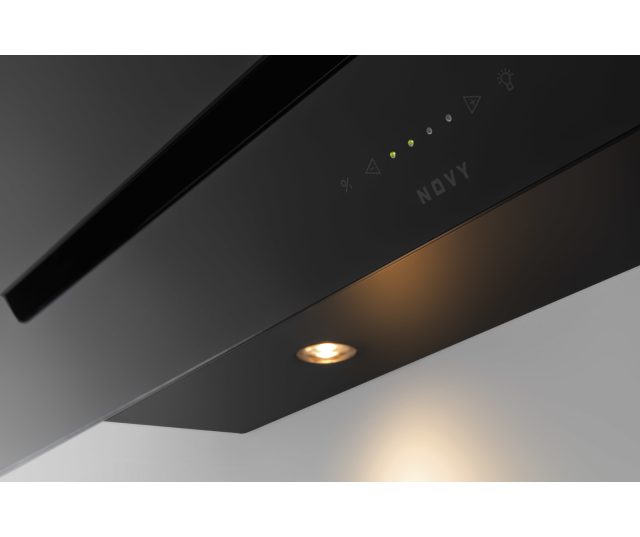 Novy 7856 wand afzuigkap schuin - Vision - zwart glas - recirculatie