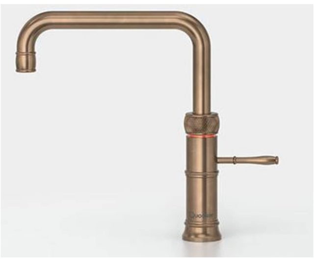 Quooker COMBI Classic Fusion Square MESSING PATINA - kokend water kraan