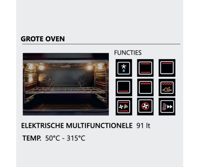 STEEL EQ9F_4FIKW fornuis met afzuiging - 90 cm breed