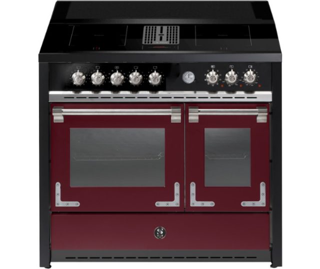 STEEL X10FF-4FIKW fornuis in bordeaux kleur met multifunctionele ovens en afzuiging
