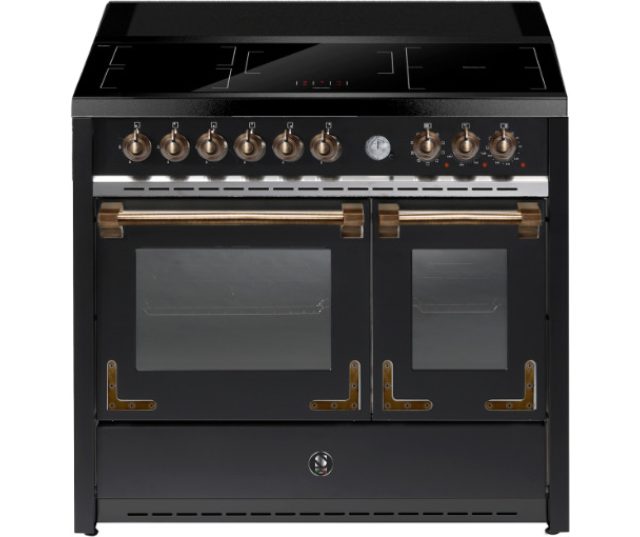 Inductiefornuis van Steel in brons met 2 ovens en boostfunctie per zone