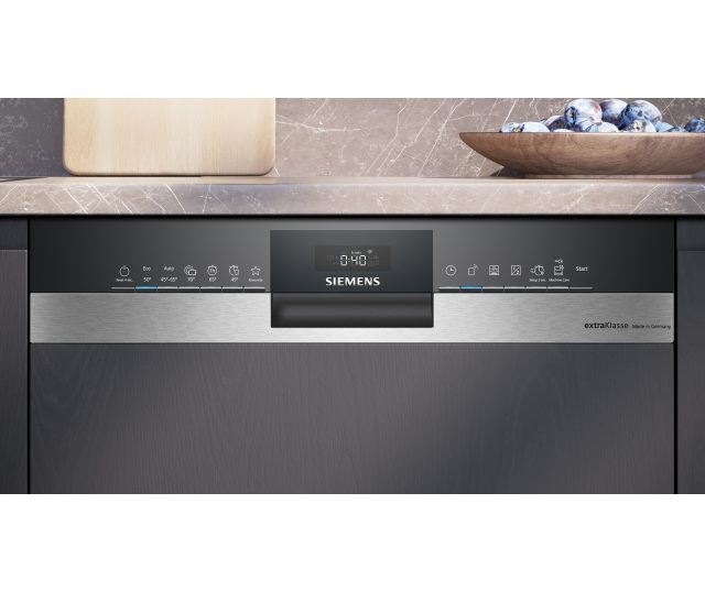 Siemens SN53ES20BE half geintegreerde inbouw vaatwasser met rvs bedieningspaneel