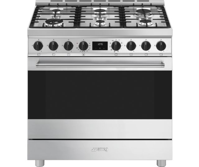 SMEG B91GMXNLK2 gasfornuis in roestvrij staal, 90 cm breed