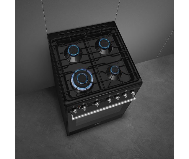Foto van de branders met linksvoor de wokbrander