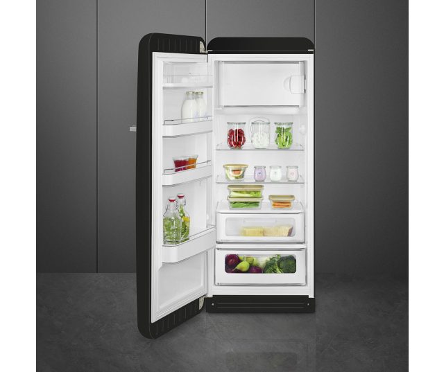 Smeg FAB28LBL6 retro jaren 50 koelkast - zwart - linksdraaiend