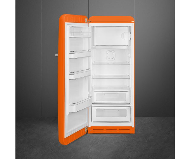Smeg FAB28LOR6 retro jaren 50 koelkast - oranje - linksdraaiend