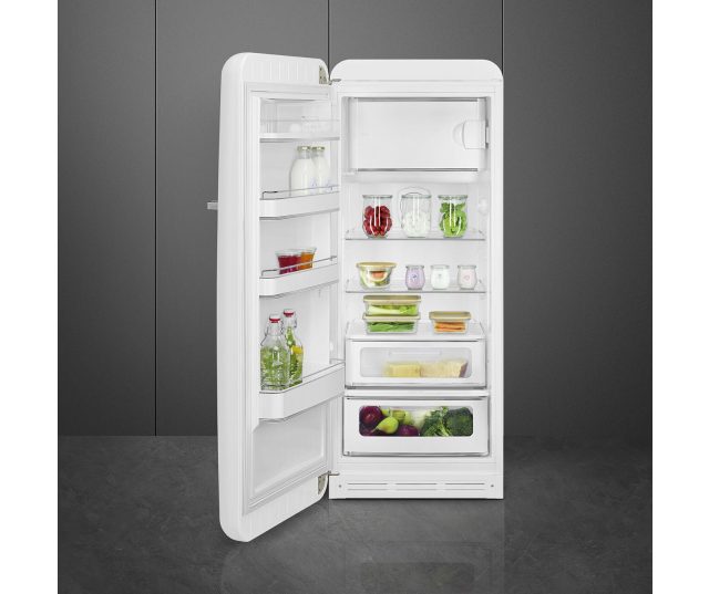 Smeg FAB28LWH6 retro jaren 50 koelkast - wit - linksdraaiend