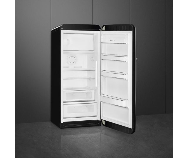 Smeg FAB28RBL6 retro jaren 50 koelkast - zwart - rechtsdraaiend