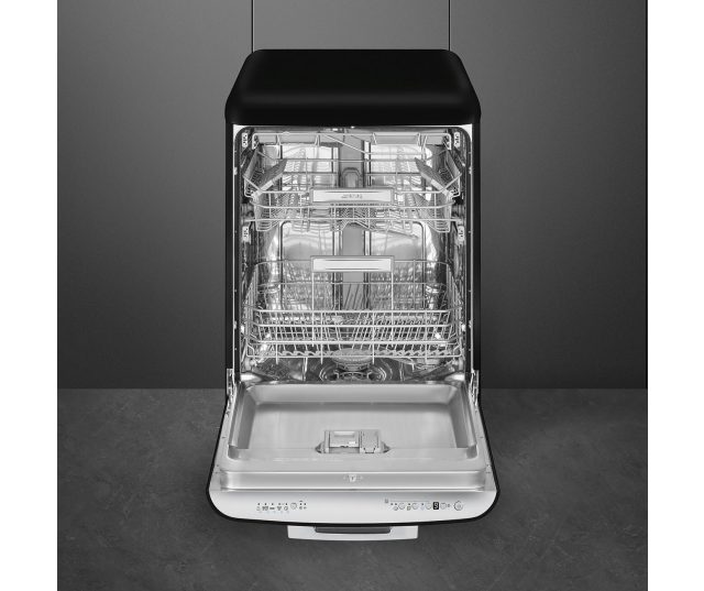 Smeg LVFABBL3 vrijstaande retro jaren 50 vaatwasser - zwart
