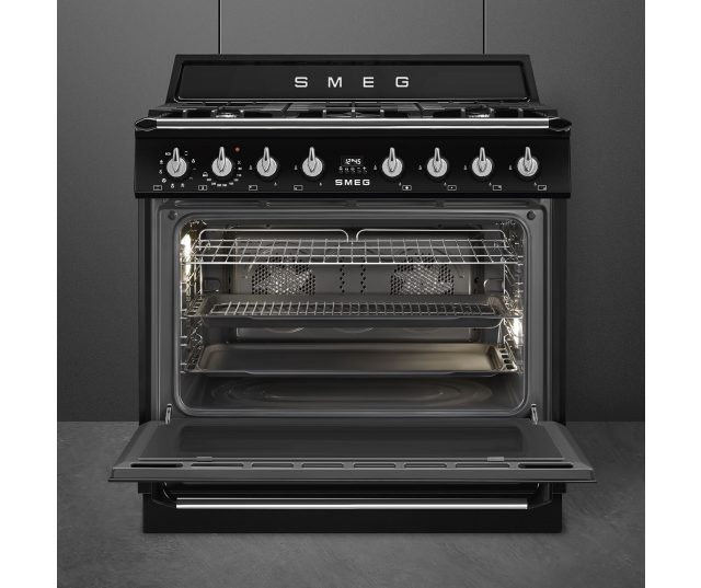 Oveninterieur SMEG TR90GMBLNL met Vapor Clean emaille en metalen rekken