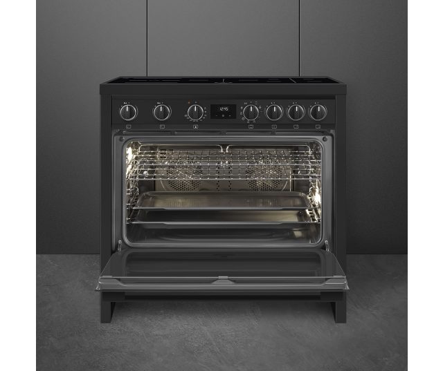 Smeg B95IMAN9 inductie fornuis - volledig antraciet