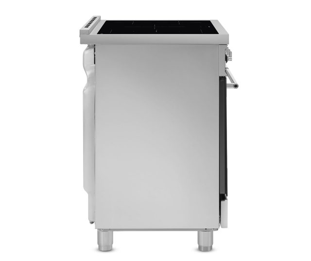 Zijaanzicht SMEG C92IPX2 roestvrijstalen fornuis met strakke afwerking en 90 cm breedte