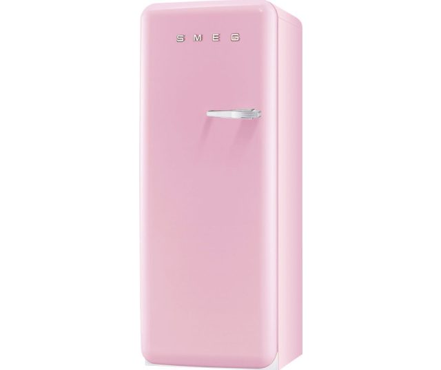 Smeg FAB28LPK5 is een linksdraaiende koelkast uitgevoerd in de kleur roze