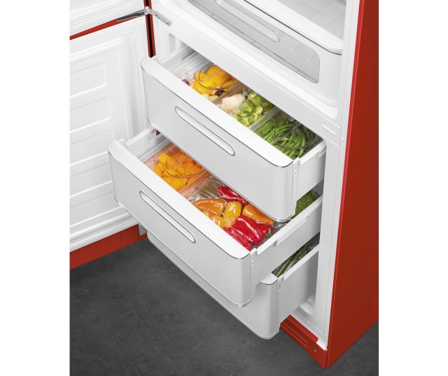 Smeg FAB32LRD5 retro jaren 50 koelkast - rood - linksdraaiend