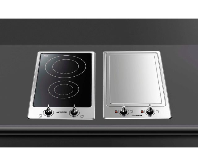 De SMEG inbouw tepan yaki PGF30T1 gecombineerd met bijpassende inductie kookplaat
