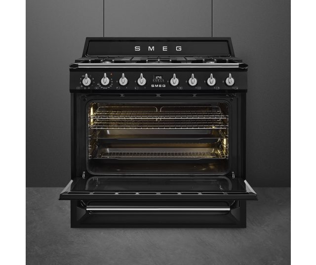 Smeg TR90NNLK9 fornuis - zwart - 90 cm. breed - Victoria