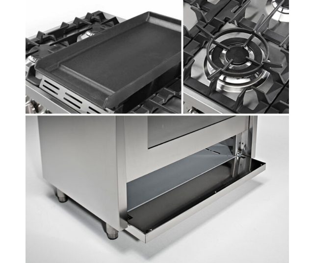 Steel EQ10FF-6 fornuis met dubbele oven - 100 cm breed