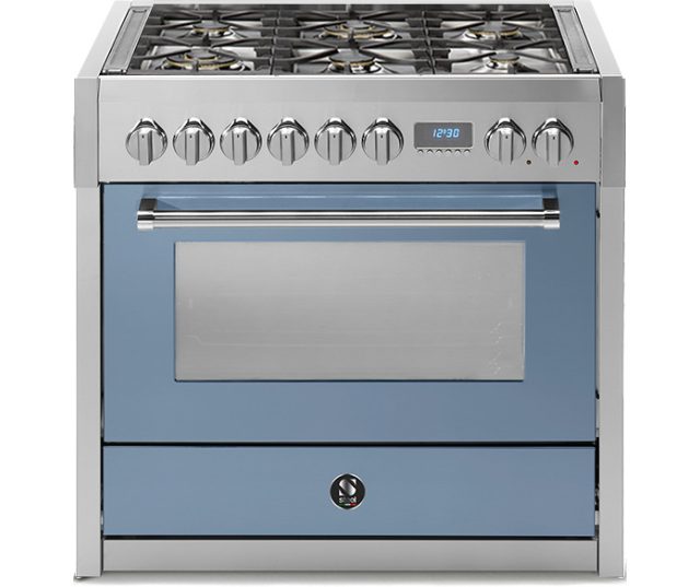 Steel G9F-6W fornuis afgebeeld in de kleur Celeste