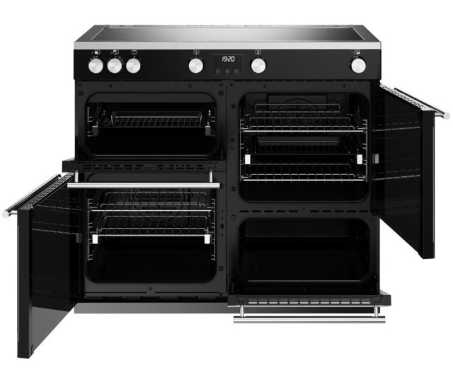 STOVES Precision DX D1000Ei ZLS BK fornuis met vier multifunctionele ovens en telescopische geleiders