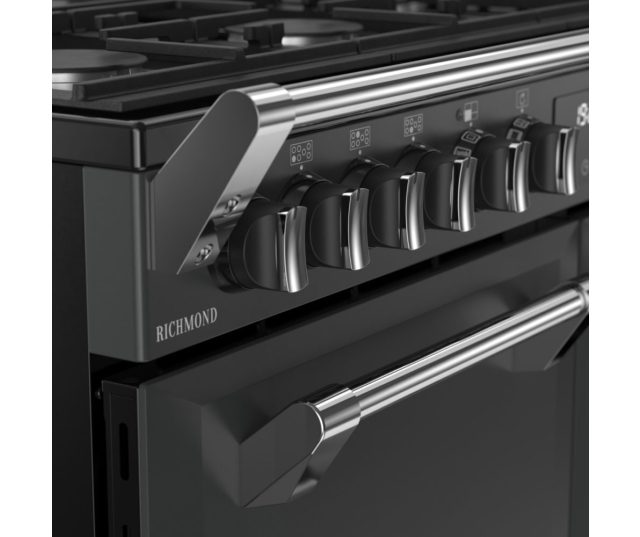Antracietkleurig 100 cm gasfornuis met AirFry-functie – Stoves Richmond