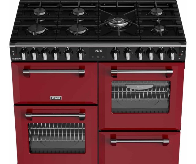 Stoves Richmond 100 DF DX gas fornuis - Garnet Red - 100 cm. breed