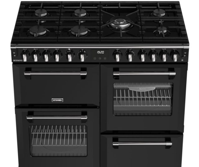 STOVES Richmond 100 DF DX kookplaat met gietijzeren pannendragers en 7 branders